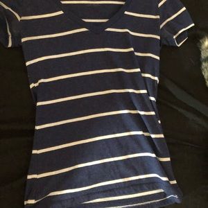 Blue and white v neck top